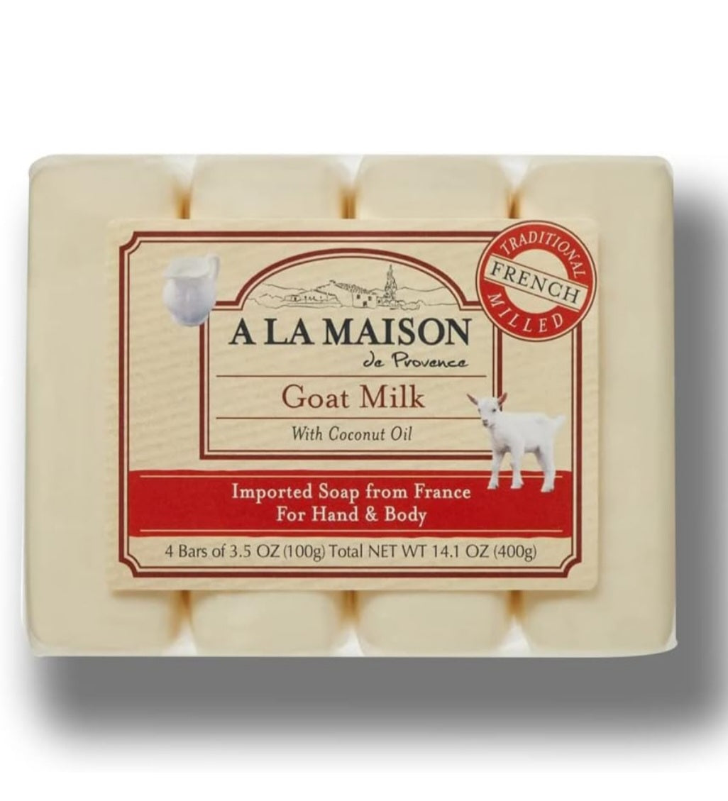 Unscented Natural Goat Milk Bar Soap - Triple French Milled Unscented Natural Moisturizing Hand Soap Bar (4 Bars of Soap, 3.5 oz)