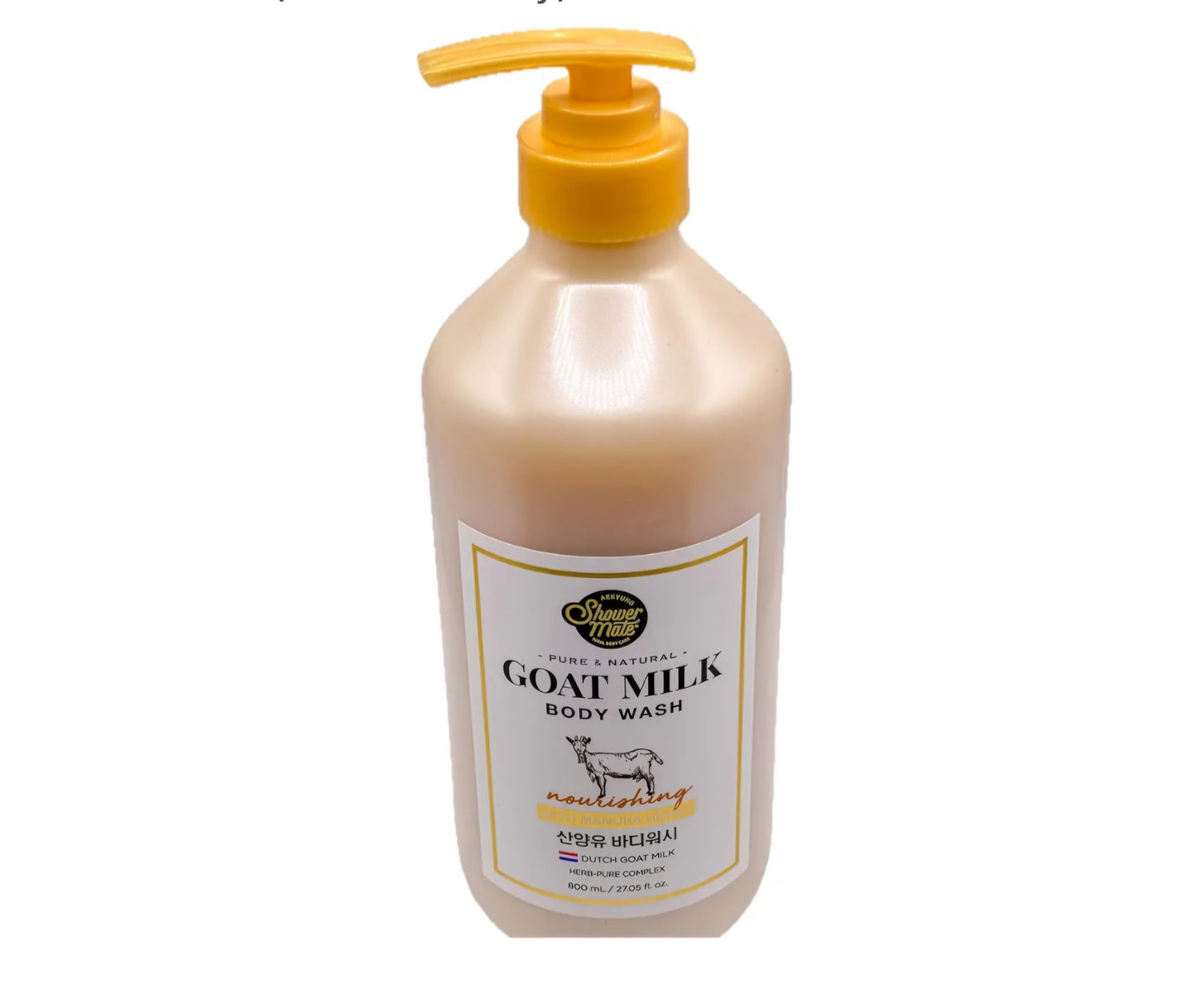 Shower Mate Goat Milk Body Wash Nourishing, 800 mL / 27.05 fl. oz. (Manuka honey)