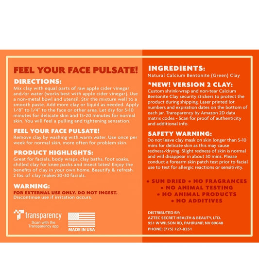 Aztec Secret– Indian Healing Clay 1 lb – Deep Pore Cleansing Facial & Body Mask – The Original 100% Natural Calcium Bentonite Clay – New Version 2