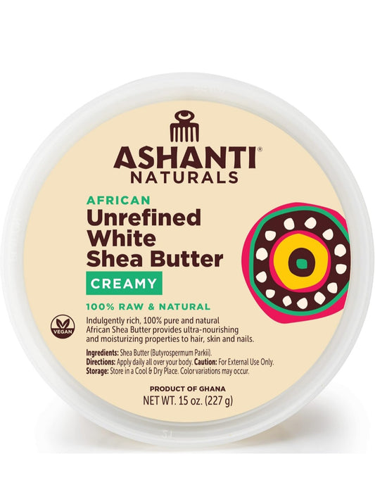 White Raw Shea Butter | Unrefined African Shea Butter | Creamy Moisturizer for Easy Application - 15 oz